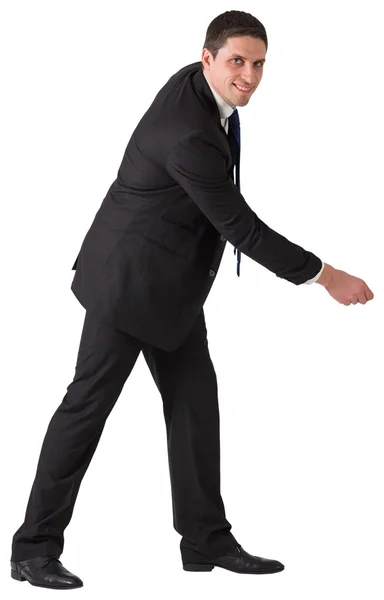 Hombre de negocios guapo tirando con la mano — Foto de Stock