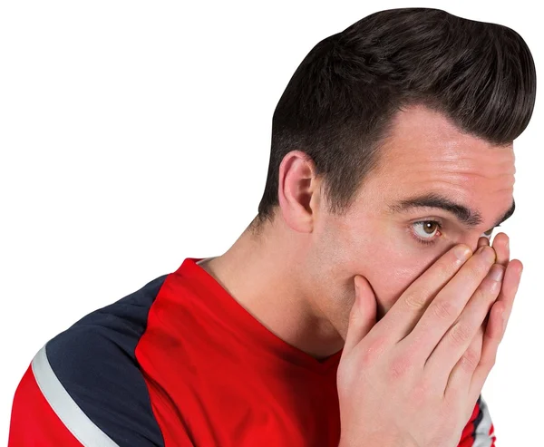 Nervous football fan looking ahead — Stock Photo, Image