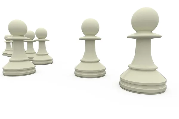 White chess pawns in a row — Stock Photo, Image