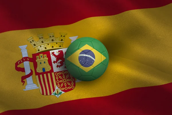 Football contre drapeau espagne — Photo