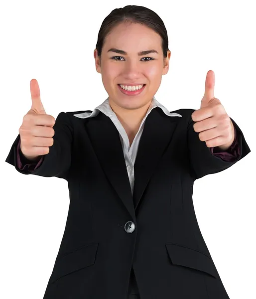 Businesswoman showing thumbs up — Stock Photo, Image