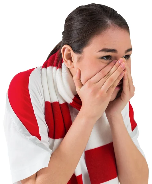 Nervöser Fußballfan blickt voraus — Stockfoto