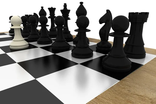 White pawns facing black team — Stock Photo, Image