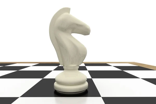 チェス盤にホワイト ナイト — ストック写真