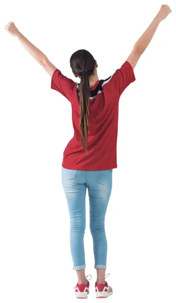 Excited asian football fan cheering — Stock Photo, Image