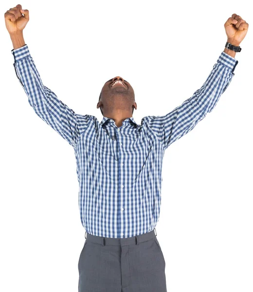 Excited businessman cheering — Stock Photo, Image