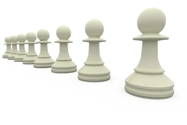 White chess pawns in a row — Stock Photo, Image