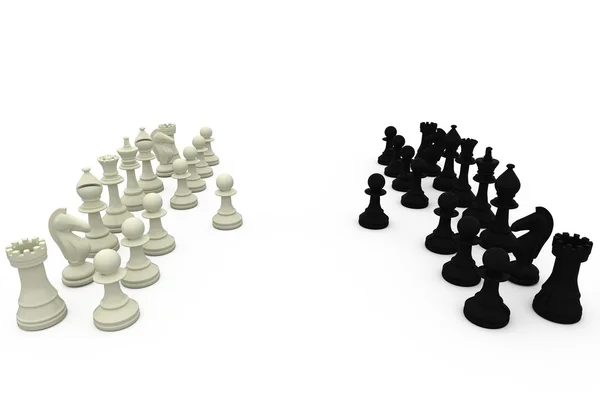 Černobílé šachové figurky — Stock fotografie