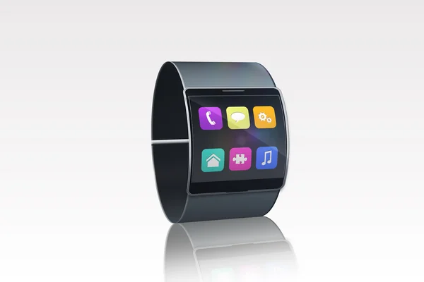 Futuristiska svart armbandsur med app meny — Stockfoto