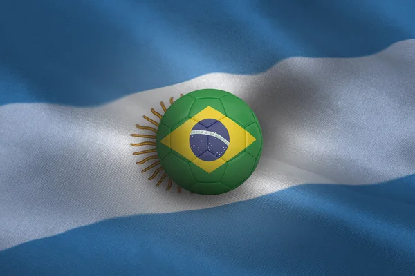 Fußball gegen Argentiniens Flagge — Stockfoto