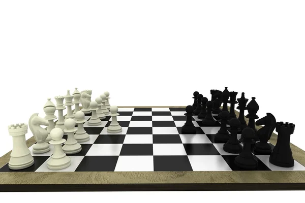 Чорно-білі шахові фігури на борту — стокове фото