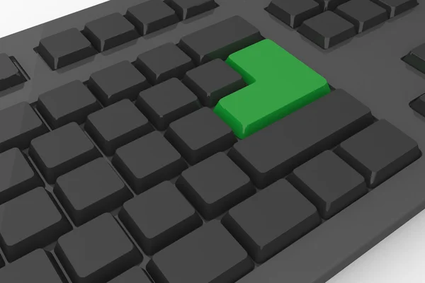 Sort tastatur med grøn nøgle - Stock-foto
