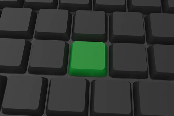Svart tangentbord med grön nyckel — Stockfoto