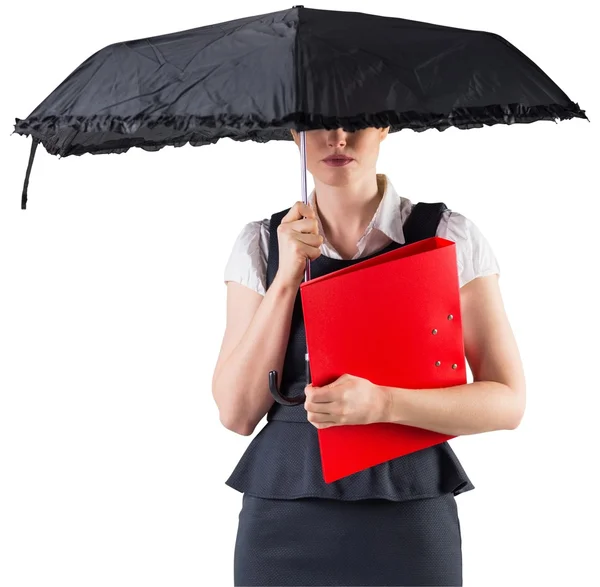 Geschäftsfrau mit Regenschirm — Stockfoto