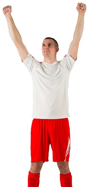 Emocionado jugador de fútbol animando — Foto de Stock