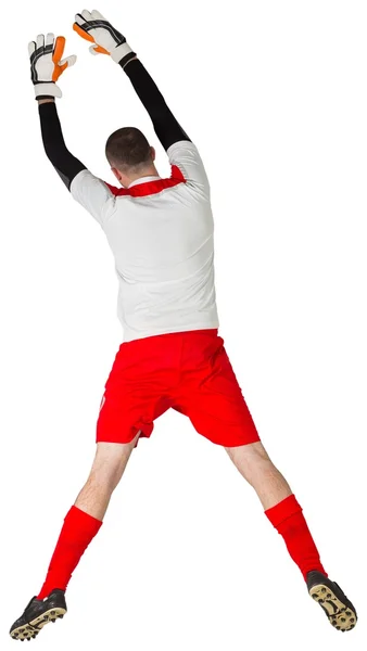 Fit goal keeper jumping up — Stock Photo, Image