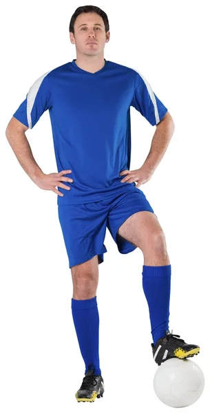 Football joueur en bleu — Photo