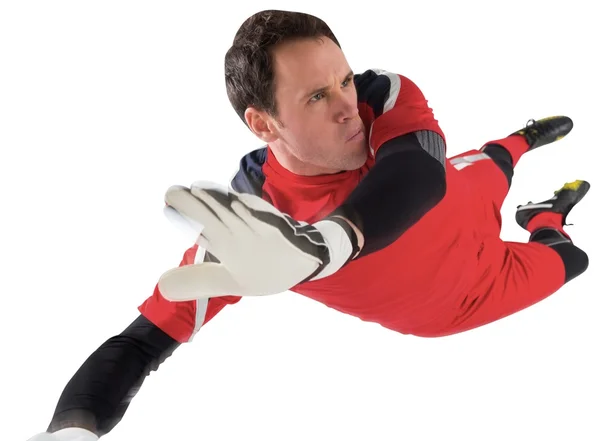 Fit goal keeper jumping up — Stock Photo, Image