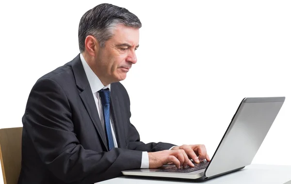 Reifer Geschäftsmann mit Laptop — Stockfoto