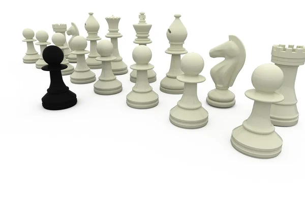 Black pawn facing pieces — Stock Photo, Image