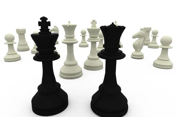 Black king and queen facing pieces — Stock Photo, Image