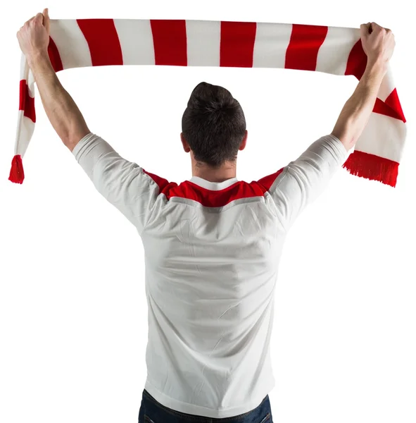 Excited football fan cheering — Stock Photo, Image