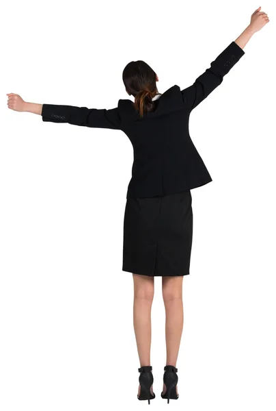 Excited businesswoman cheering — Stock Photo, Image