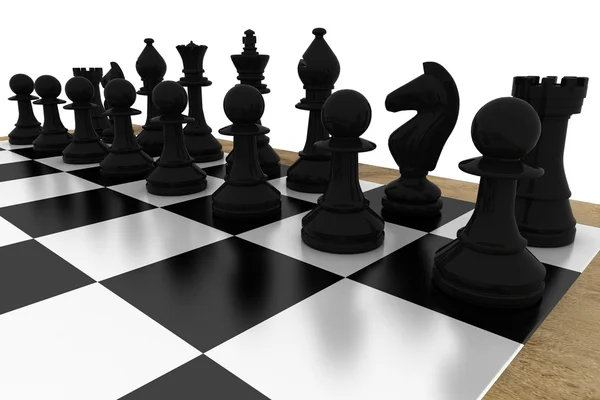 Black chess pieces on board — Stock Photo, Image