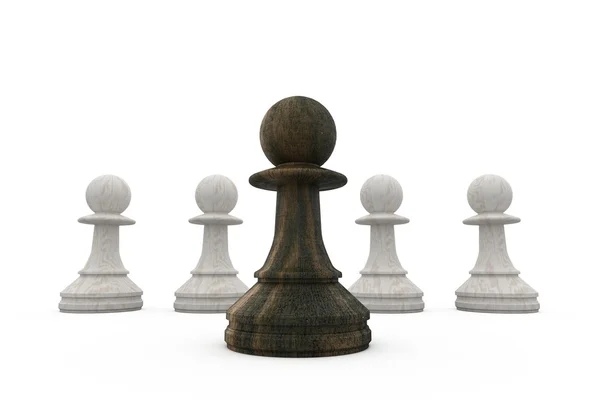 Black pawn in front of white pawns — Stock Photo, Image