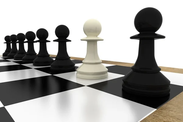 White pawn with black pawns — Stock Photo, Image