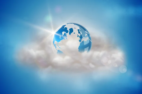 Aarde op een zwevende wolk — Stockfoto