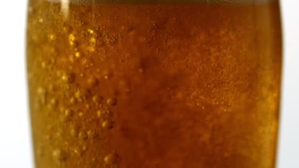 Glass of beer bubbling — Stock Video