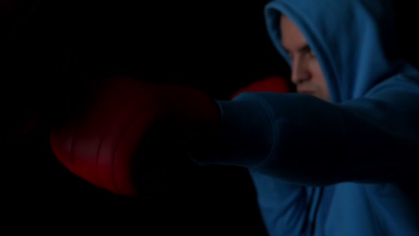 Tough boxer punching — Stock Video