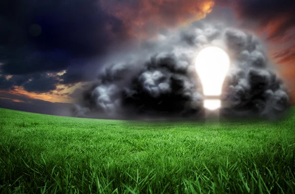 Light bulb in cloud — Stock Photo, Image