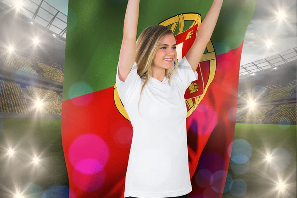 Football fan in white cheering — Stock Photo, Image