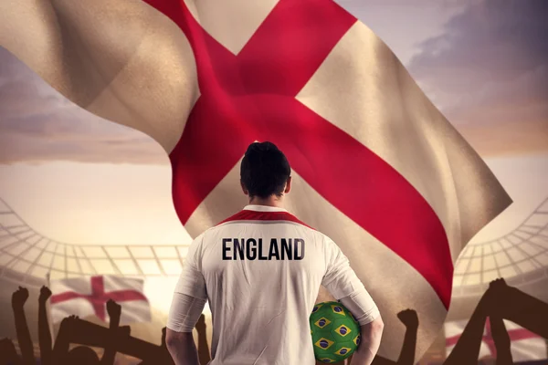 England football player holding ball — Stock Photo, Image