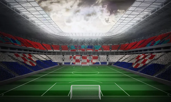 Flaga narodowa Chorwacji przed stadionem — Zdjęcie stockowe