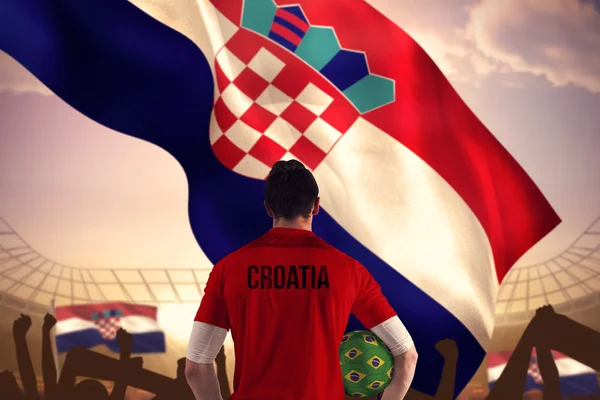 Croatia football player holding ball — Stock Photo, Image