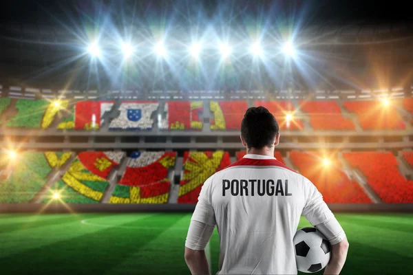 Portugal football player holding ball — Stock Photo, Image