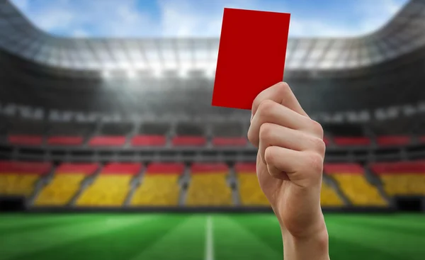 Hand holding up red card — Stock Photo, Image