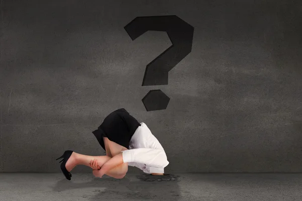 Businesswoman burying her head — Stock Photo, Image