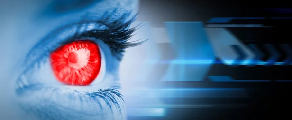 Red eye on blue face — Stock Photo, Image