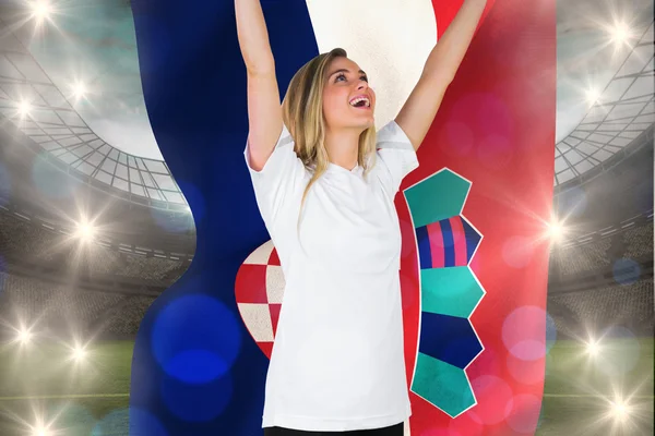 Football fan in white cheering — Stock Photo, Image