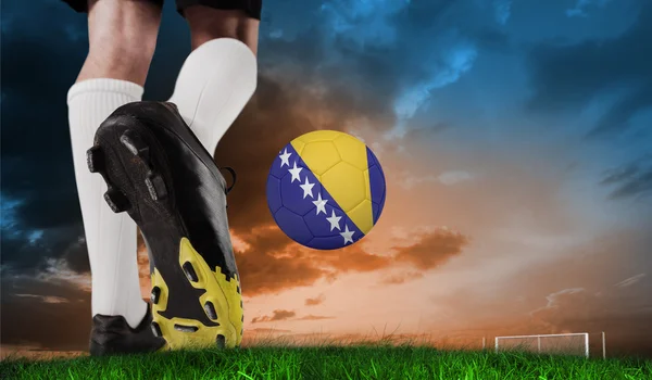 Football boot kicking bosnia ball — Stock Photo, Image