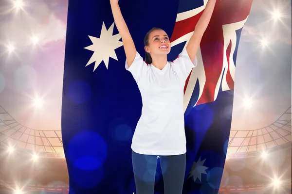 Football fan in white cheering — Stock Photo, Image