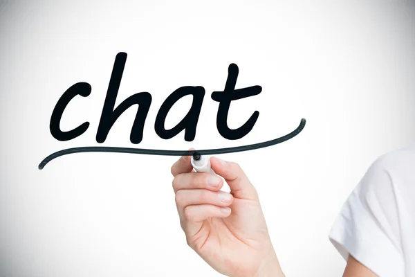 Geschäftsfrau schreibt Wort-Chat — Stockfoto