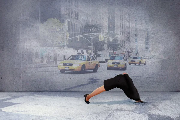 Businesswoman burying her head — Stock Photo, Image