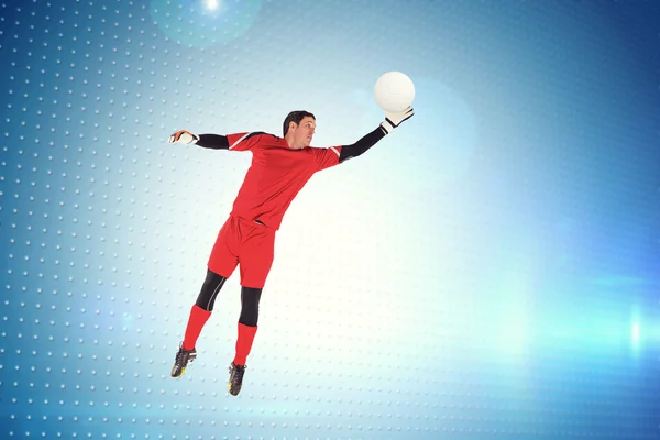 Fit goal keeper jumping up — Stock Photo, Image