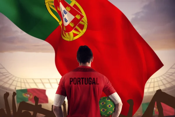 Portugal football player holding ball — Stock Photo, Image