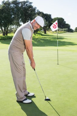 Golfer on the putting green clipart